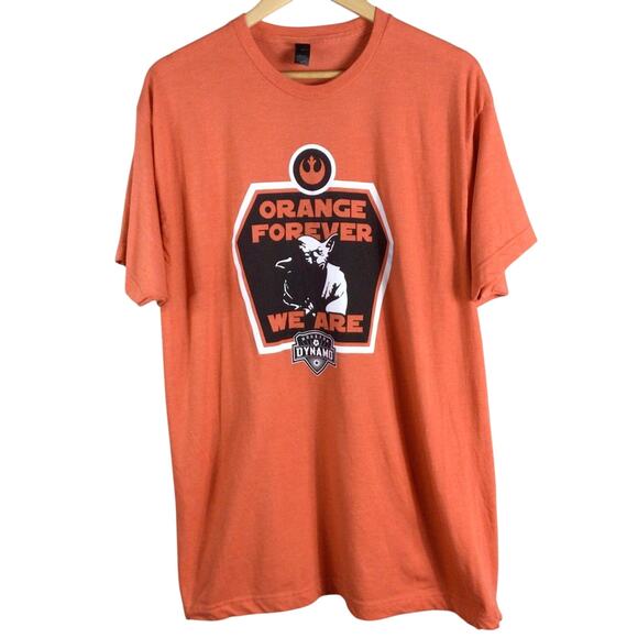 Star Wars Yoda x Houston Dynamo Soccer T Shirt Orange 2XL - Picture 1 of 4